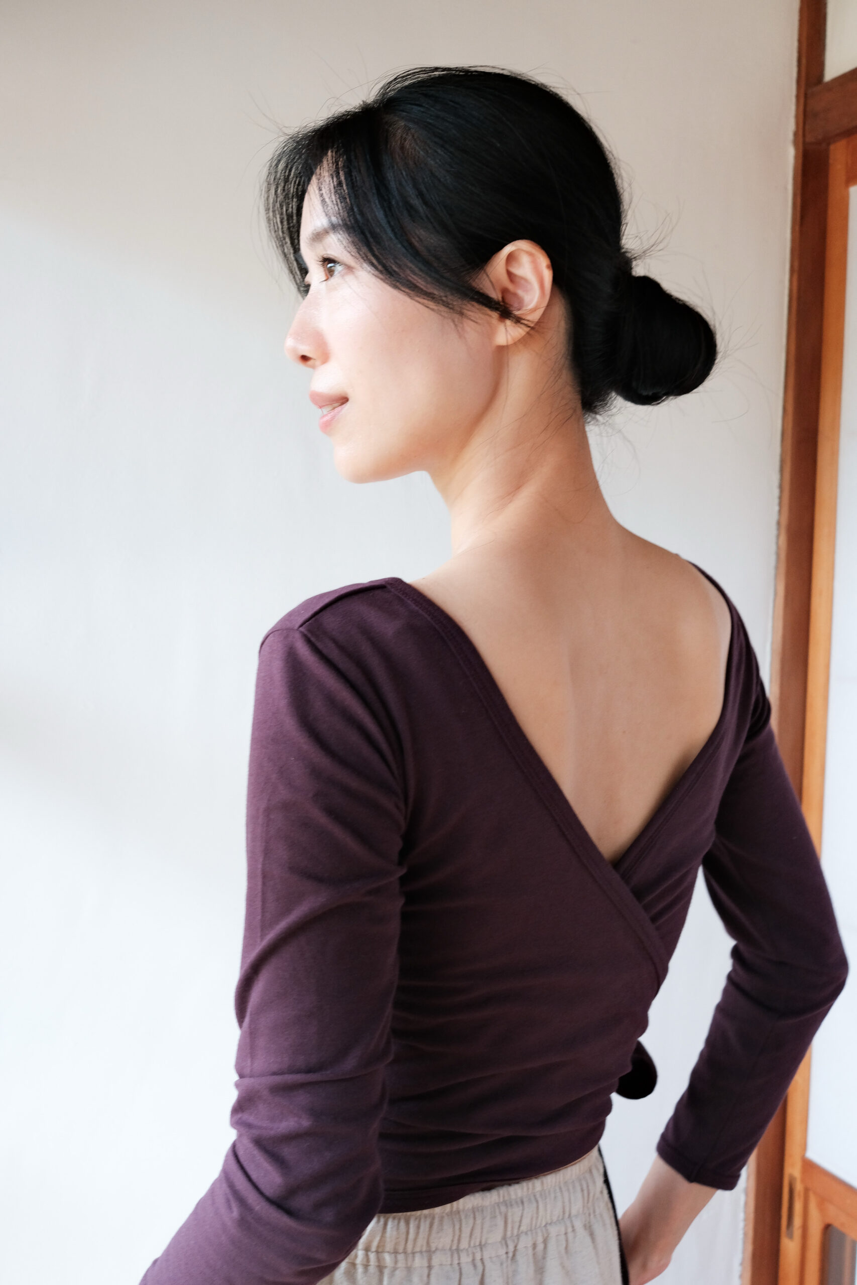Organic cotton wrap top (burgundy)