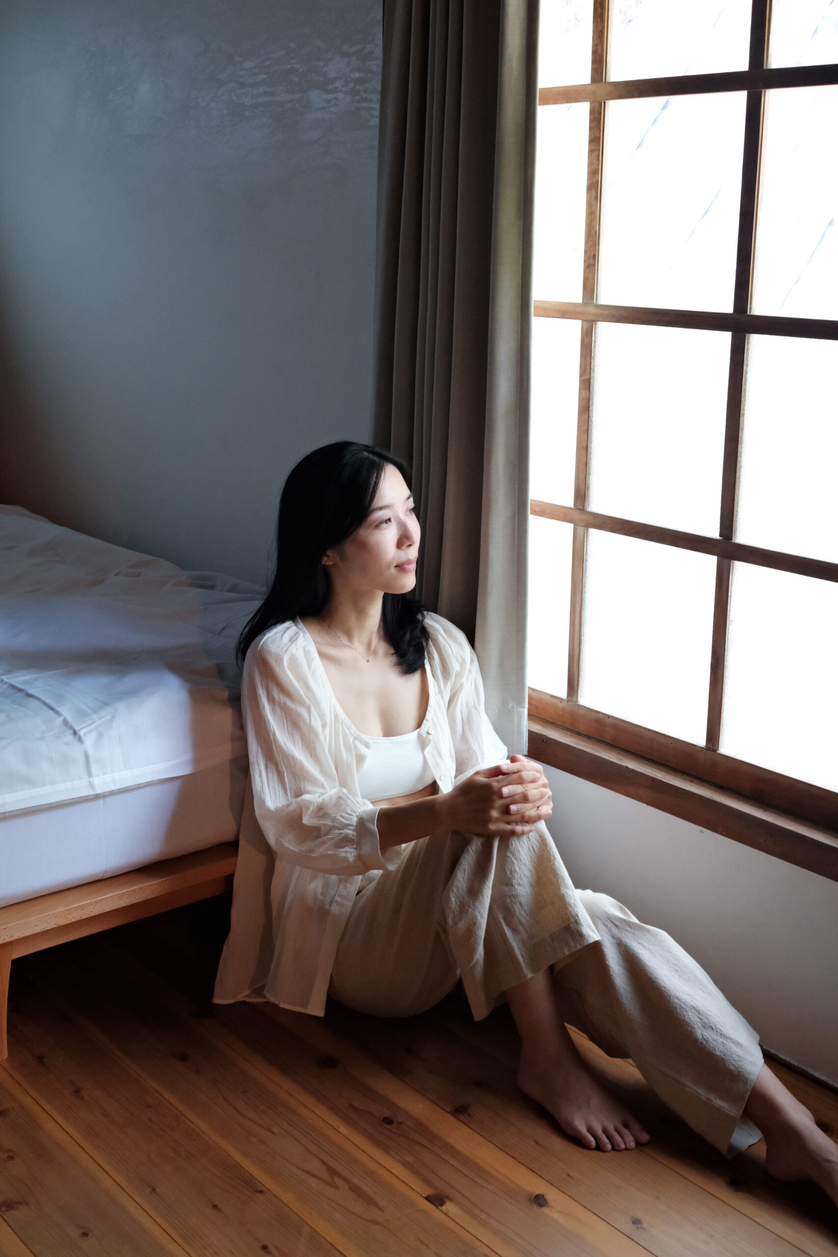 Voile cotton shirt blouse (ivory) - 画像 (5)