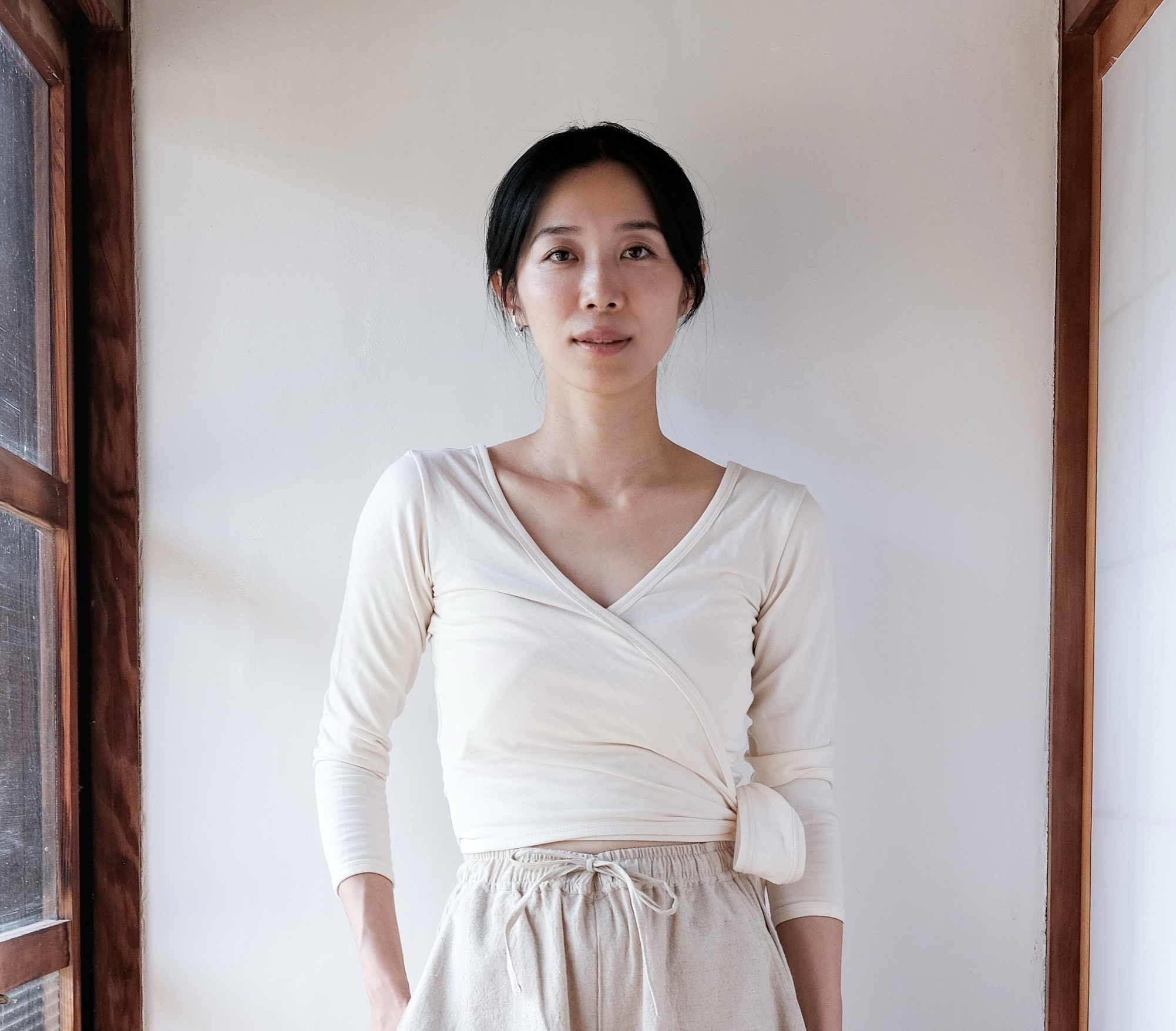 Organic cotton wrap top (ivory)