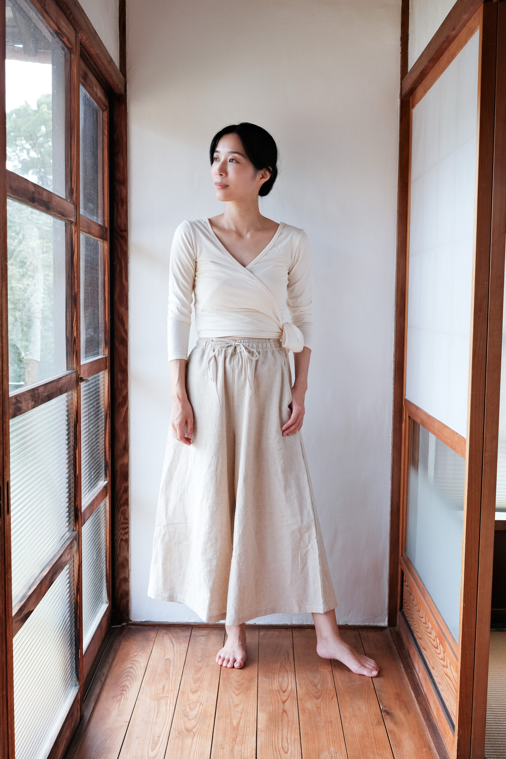 Organic cotton wrap top (ivory) - 画像 (4)