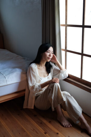 Voile cotton shirt blouse (ivory)